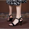 Nya Sexiga Eleganta Bankettfest Högklackade Sommar Enfärgade Enkla Mode Spänne Bekvämlighet Kläningssandaler Skor för Kvinnor 31-44