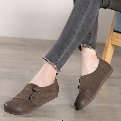 Original Retro Leather Women's Shoes Autumn New Soft-soled Cowhide Casual Shoes
