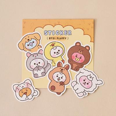 BT21 BABY Flauschiges Stickerpaket, 7 Stück (3 Optionen)