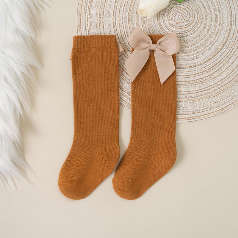 Șosete pentru bebeluși și copii mici de marcă nouă, toamnă iarnă, șosete lungi până la genunchi pentru copii fete, bumbac cu fundă mare, stil spaniol, șosete de podea pentru copii