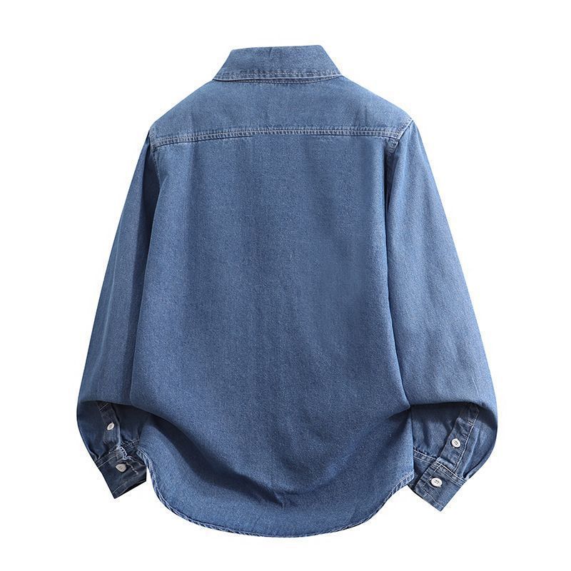 Men S Loose Long Sleeve Denim Shirt Casual Spring Autumn