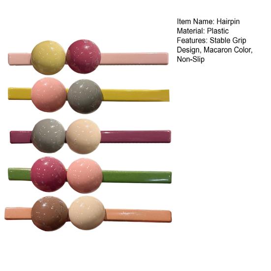 Girl Hairpin Macaron Color Beads Decor Smooth Texture Non-Slip Hair Clip Side