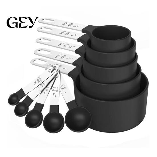 Kitchen Measurement Set 10Pcs Measuring Cups And Spoons Set, Stainless Steel for Dry Liquid Ingredients, Nesting Baking Tools, Gadgets Wet Ingredient