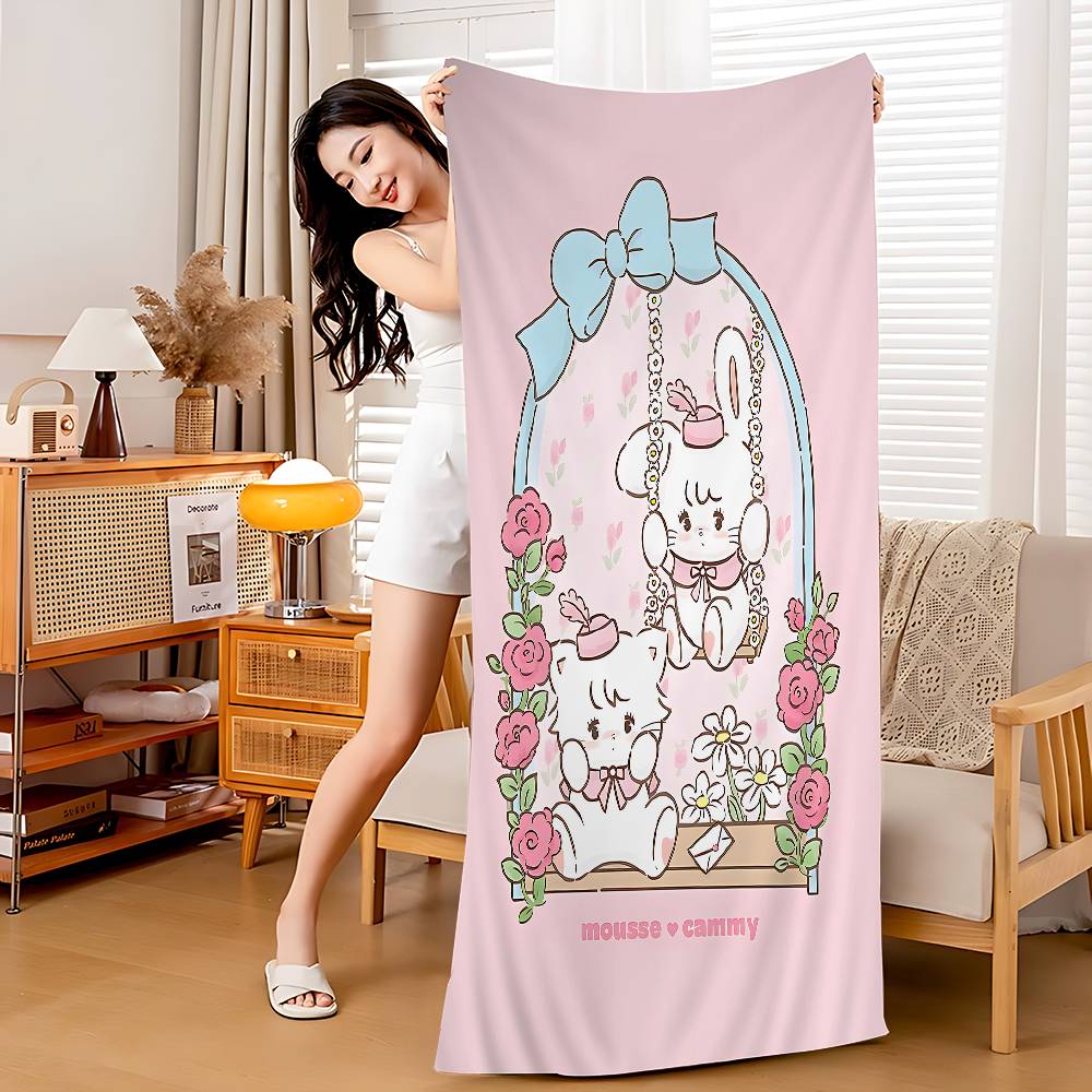 Cute M-Mikko I-Illustrations Anime Beach Towel Colorful Bath Towels For Girl Microfiber Quick Dry Sand Free Beach Yoga