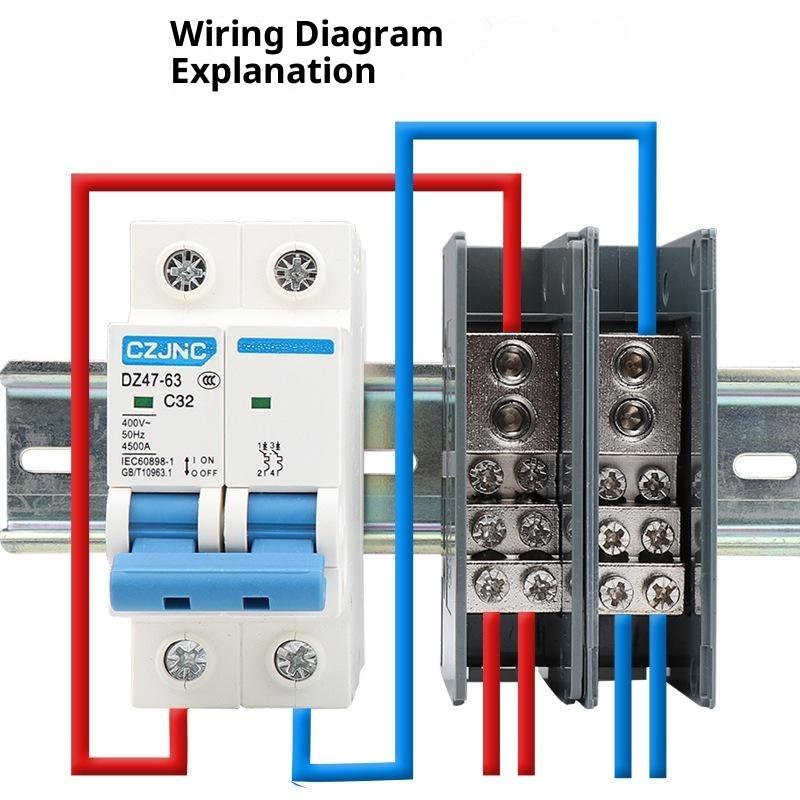 One In Multiple Out Din Rail Terminal Block 150A Universal Distribution Box Wire Connector Abs/Copper Power Junction Box