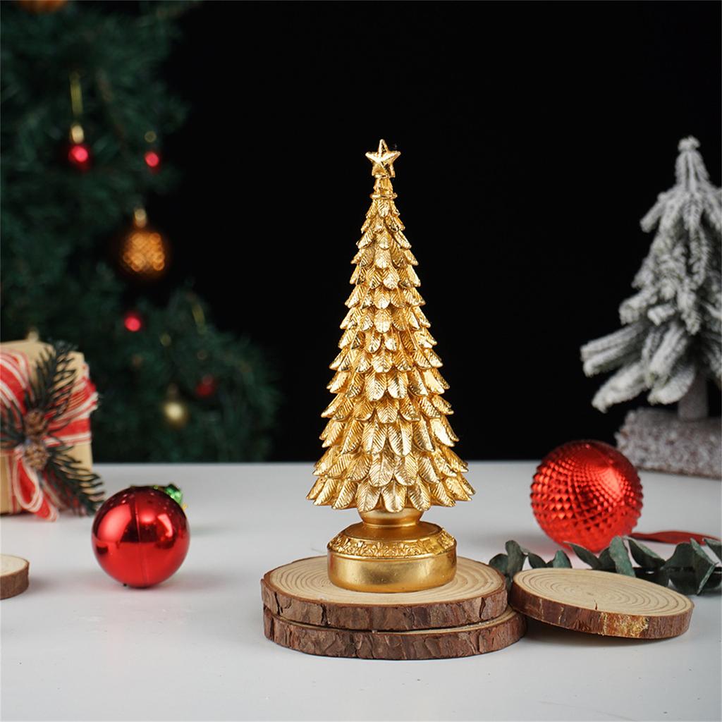Resin Christmas Tree Decorations Desktop Holiday Ornaments for Home Office and Window Display