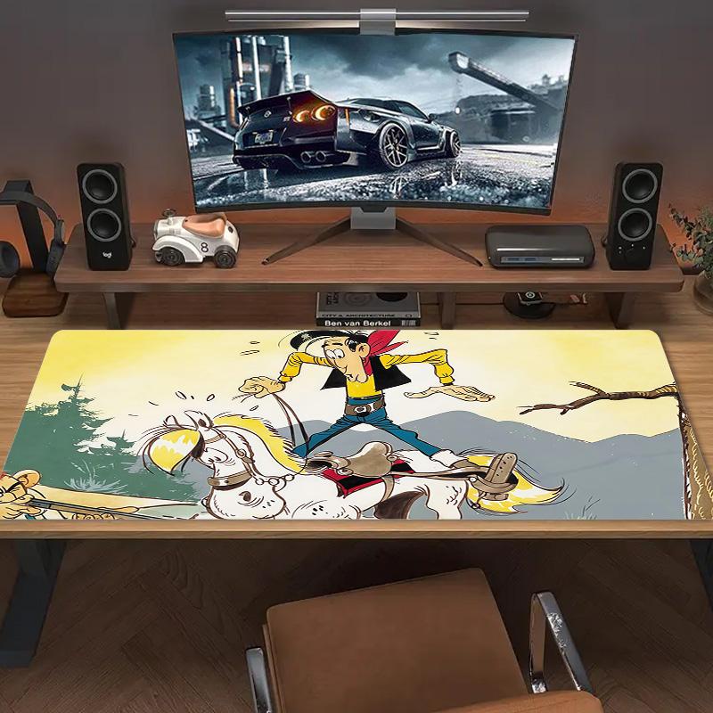 Lucky Luke Print Cushion Non-slip Laptop Tablet Big Mousepad XXL Mat Mini PC Playmat With Lock edge
