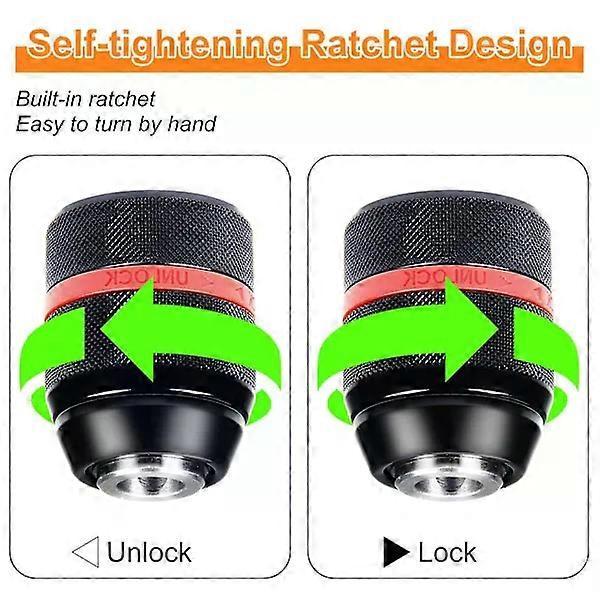 Keyless Drill Chuck for Milwaukee M18 - 1/2\"-20UNF Mount, 1.5-13 mm Self-tightening Metal Replacement Chuck