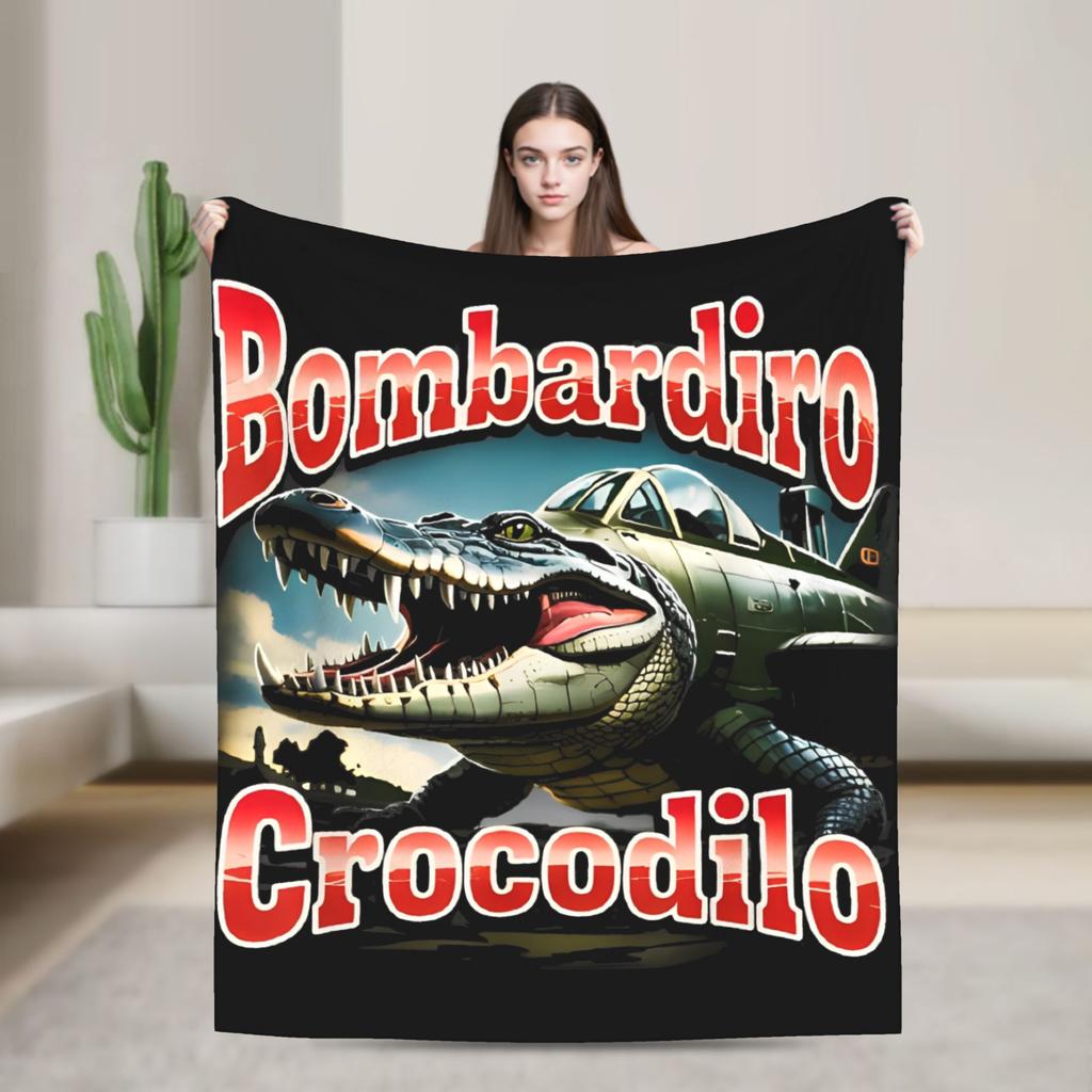Bombardiro Crocodilo Tralalero Tralala  Blankets Italian Brainrot  Flannel Soft Throw Blanket for Home Restaurant Textile Decor