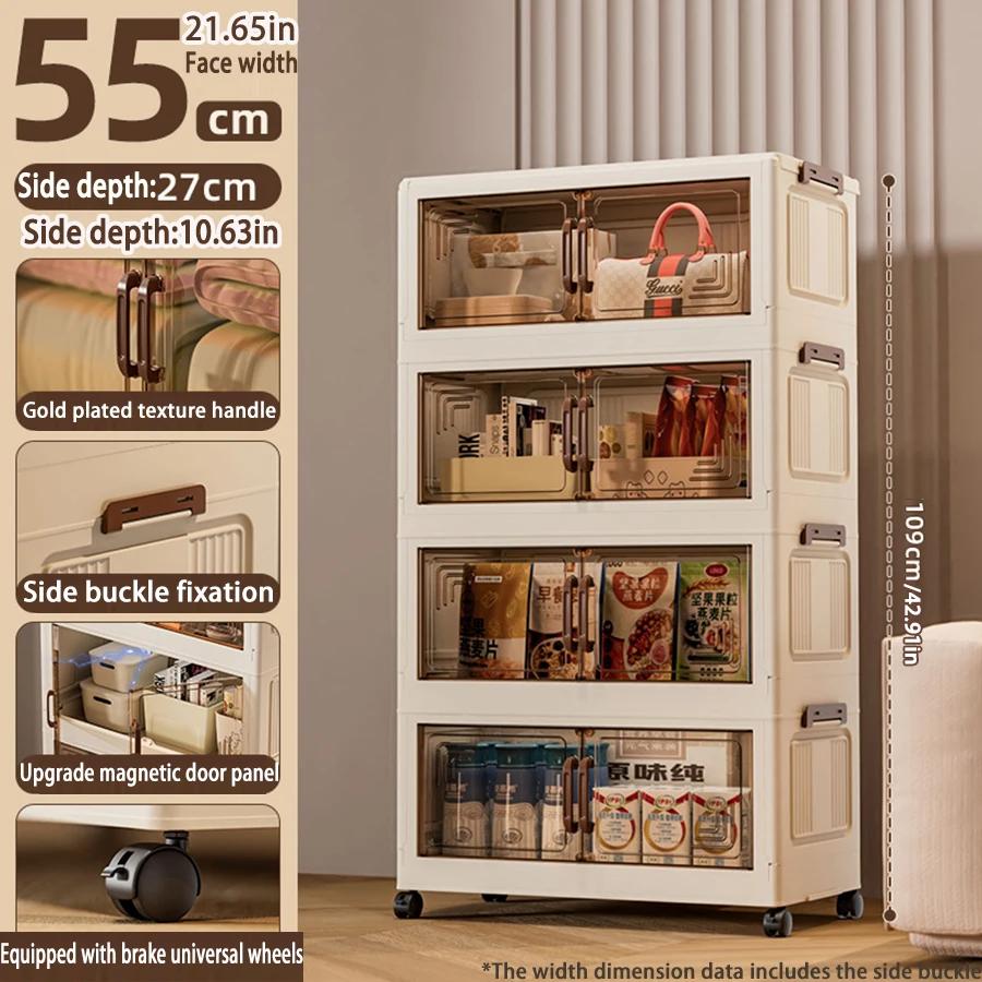 45/55/65cm Length Multifunction Folding Storage Cabinet Sundries Cabinet Large Capacity Dustproof Wardrobe Locker