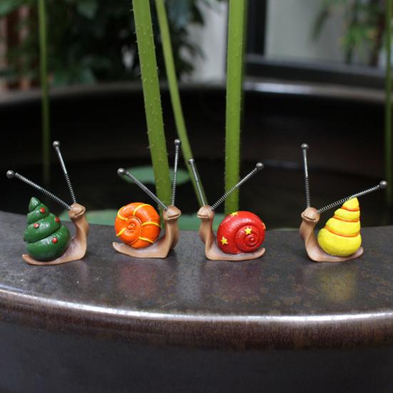 4Pcs Colorful Snail Figurine Spring Tentacles Snail Statue Resin Animal Sculpture Outdoor Garden Lawn Yard Flower Pot Decoration Ornament