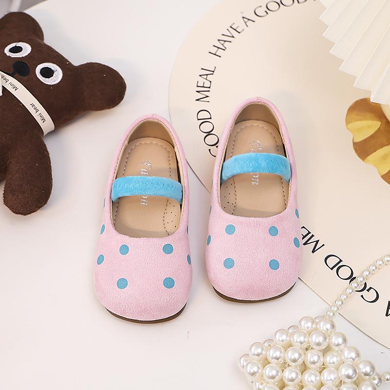 

ins children s princess shoes 2025 spring and autumn new Korean version of girls polka dot small leather shoes children soft-soled Doudou single shoes 21-26 yards whole box 60 pairs starting