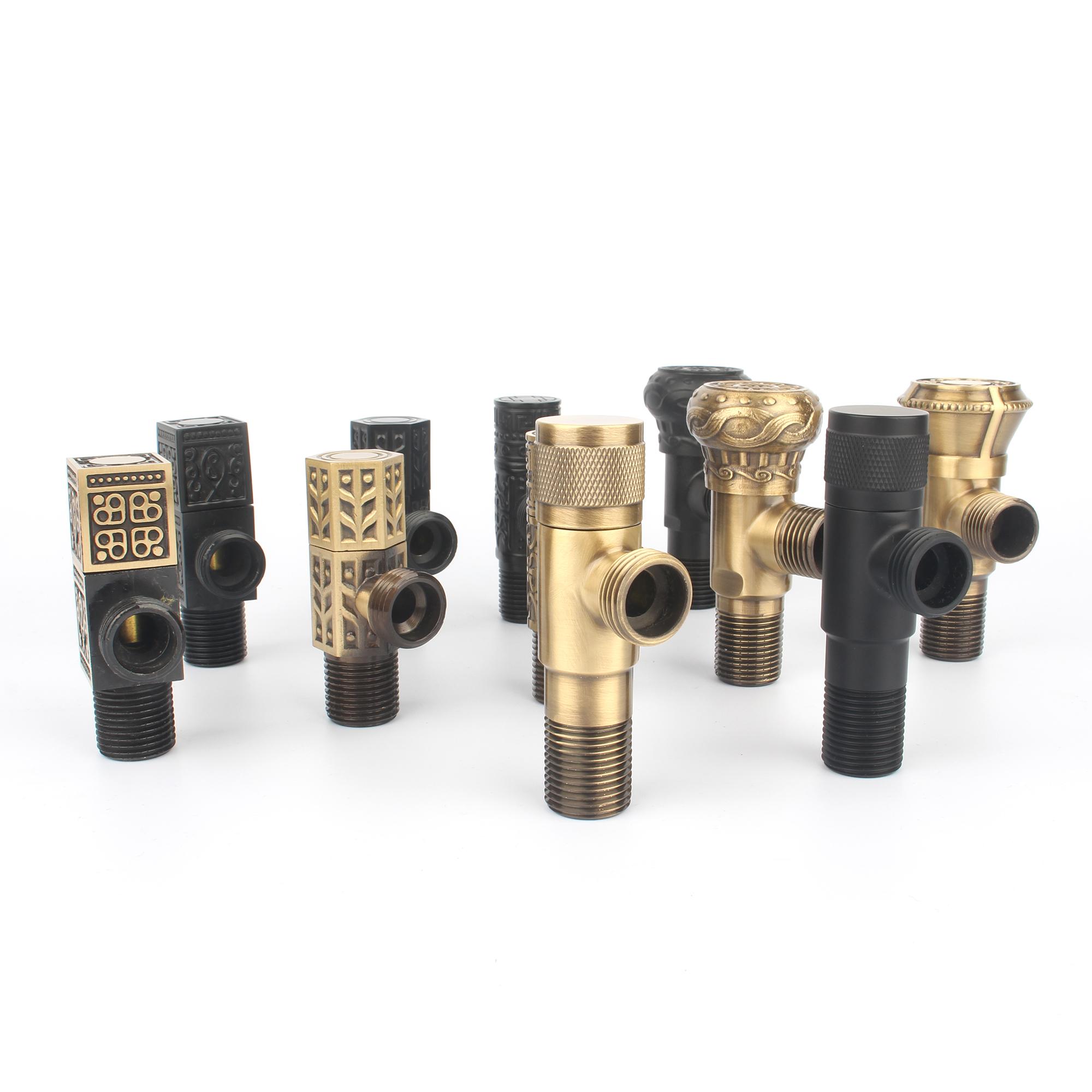 Custom Size 1/2 Brass Angle Valve for Kitchen Modern Design Strainer Floor Drain for Bathroom Hotel Usage Chrome Plated (Black,Brass)