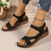Ladies' Thick Soled Open Toed Wedge Sandals, Versatile Summer Flat Shoes, Women's Shoes