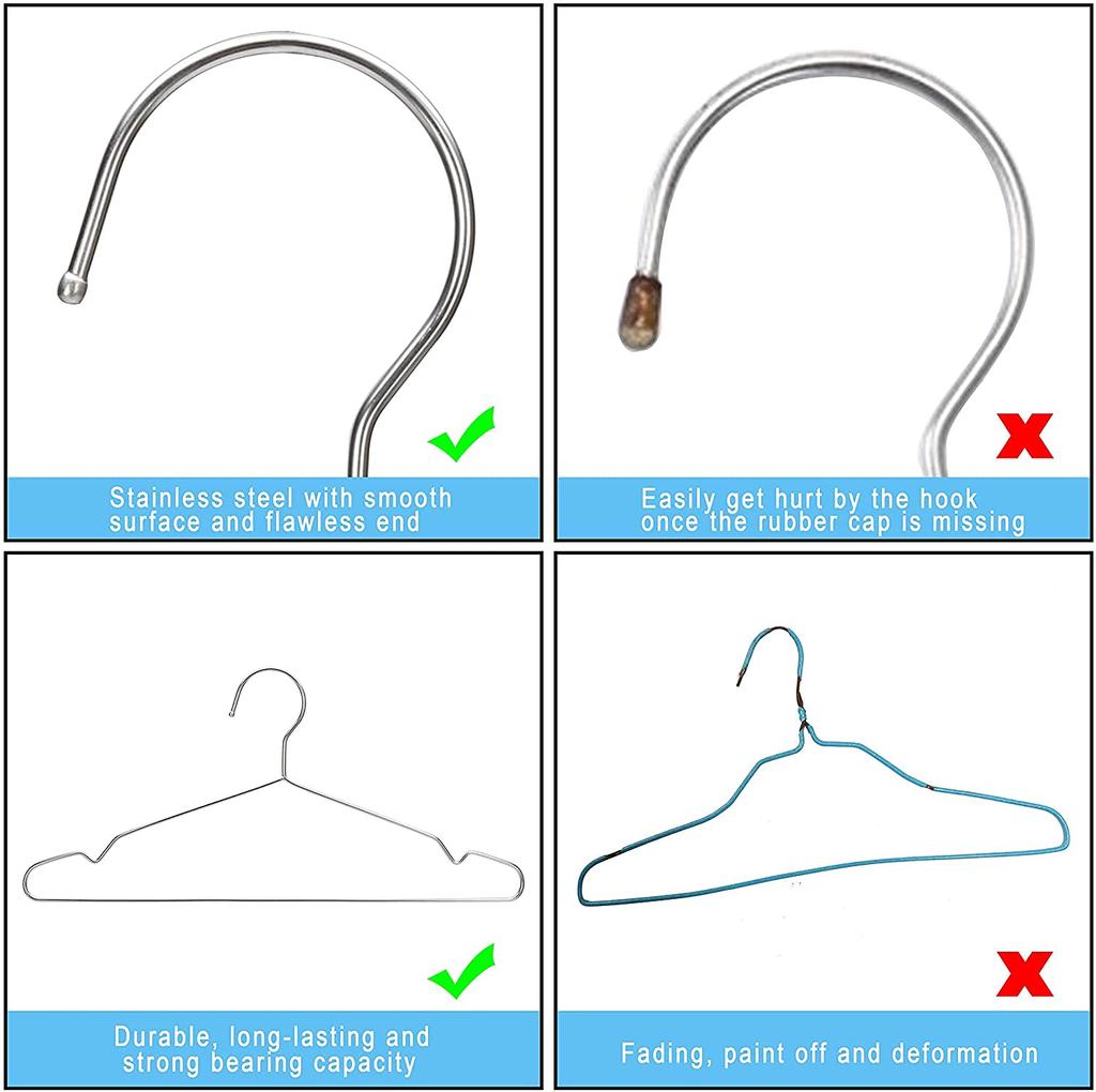 Seropy Stainless Steel Laundry Convenient for Inch Inch Inch Silver Hangers, 40-Pack, Rustproof, Bendable, Durable, Storage, Skirts, Trousers, Coats,