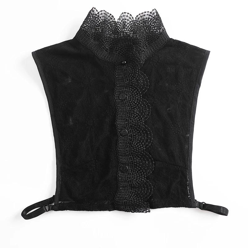 

Кружевной свитер с цветочным узором, рубашка со съемным воротником, женская осенне-зимняя модная ажурная базовая вещь, декоративный фальш-воротник