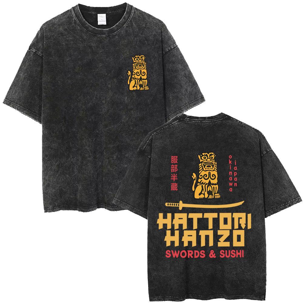 Washed Vintage Hattori Hanzo RED Swords and Sushi Kill Bill Okinawa Japan Tarantino T-shirt Men Women Casual Oversized T Shirts S разноцветный