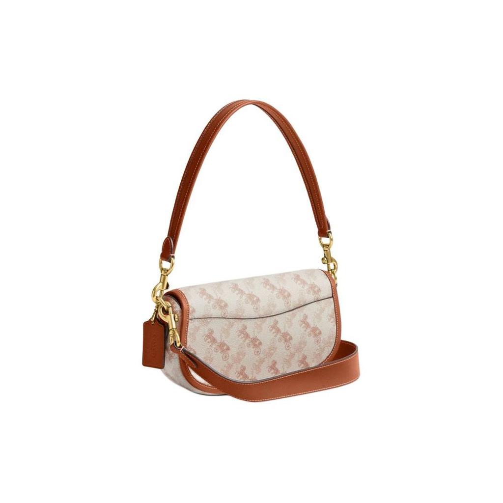 Coach Harley 23 Classic Logo Saddle Bag Women Shoulder Bag Chalk Polished-Amber CR511-B4TXF