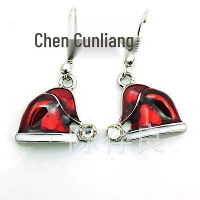 Festive Colorful Christmas Hat Drip Oil Pendant Earrings