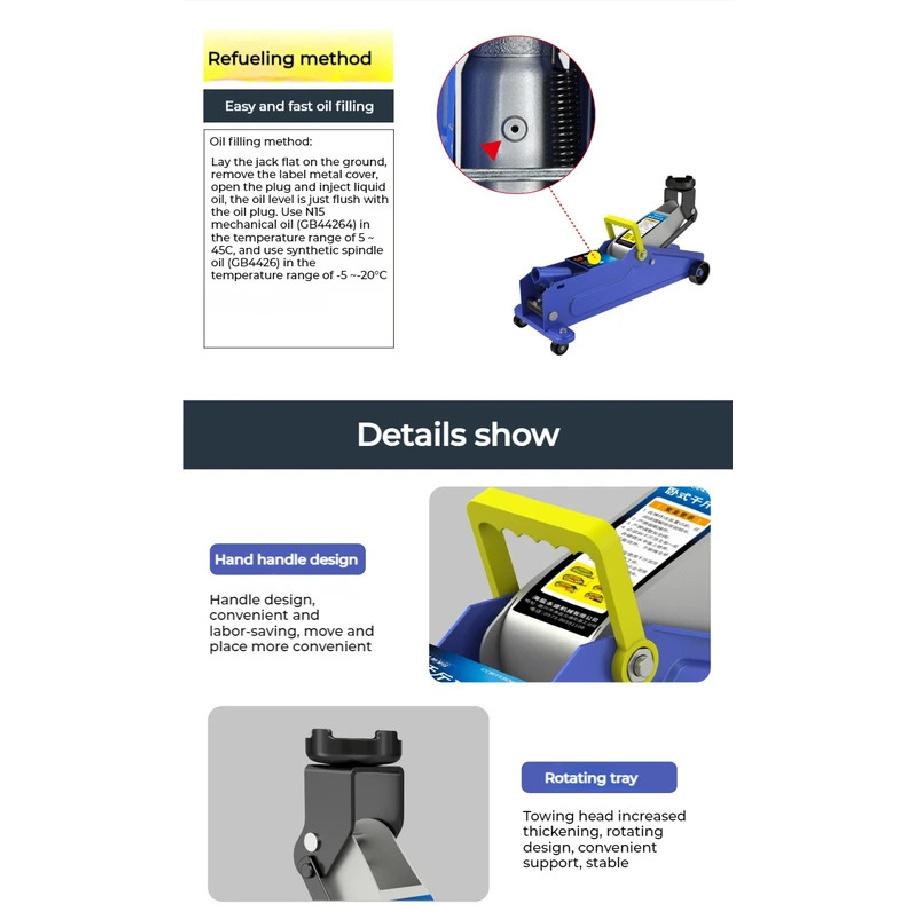 2 Ton Auto Hydraulic Jack Vehicle Oil Pressure Tire Replacement Lifting Repair Tool 13cm-30cm Car Emergency Curbside