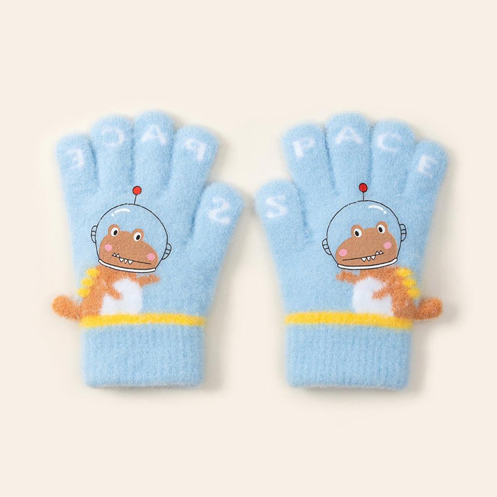 Warm Mittens Boys Full Finger Gloves Cartoon Dinosaur Crocodile Knitted Kids Windproof Anti-ColdCute Baby Winter Gloves