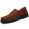 Autumn and Winter First Layer Embossed Cowhide Breathable Casual Soft Sole Daily Versatile One-pedal Men's Platform Shoes
