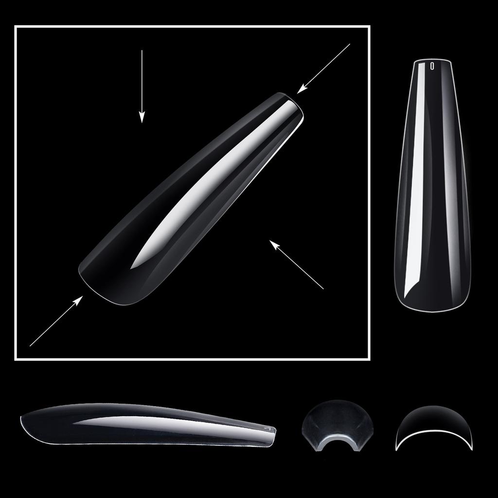 Nail Art Pipe de apă super lungă Bucătă de unghii Petice pentru unghii false 240 de bucăți La cutie Autocolant complet transparent Xxxl Denim