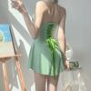 Pure Desire Wind Hanging Neck Skirt Girl Gathers Conservative One-piece New Swimsuit