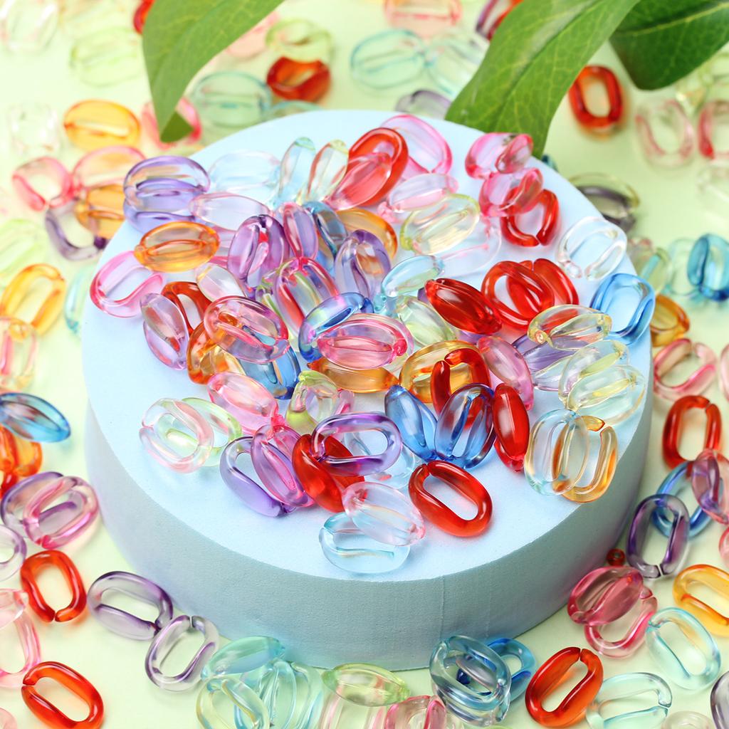 Clear Jewelry Making O Shape Chain Beads Solid Color 300Pcs 11*16mm DIY For Fashion  Beads