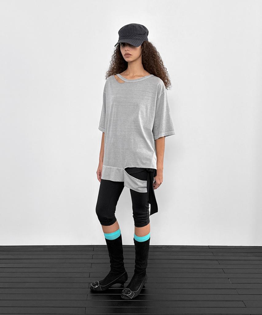 Saendeulig Overfit Washed Tee_Light Gray