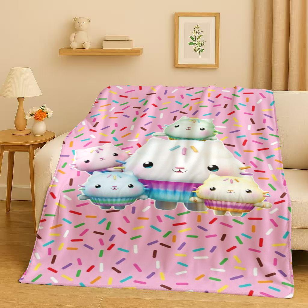 HD Niedliches Gabi's Puppenhaus Cartoon Flanelldecke, Ultra Weiche Warme Plüschdecke für Zuhause Schlafzimmer Bett Sofa Abdeckung Picknick Mädchen Geschenk