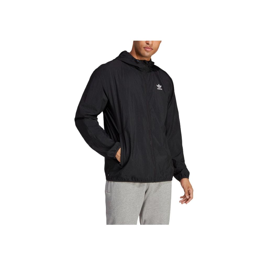 Adidas Pánská mikina s kapucí na zip s potiskem loga Originals Trefoil Černé bundy IA6362