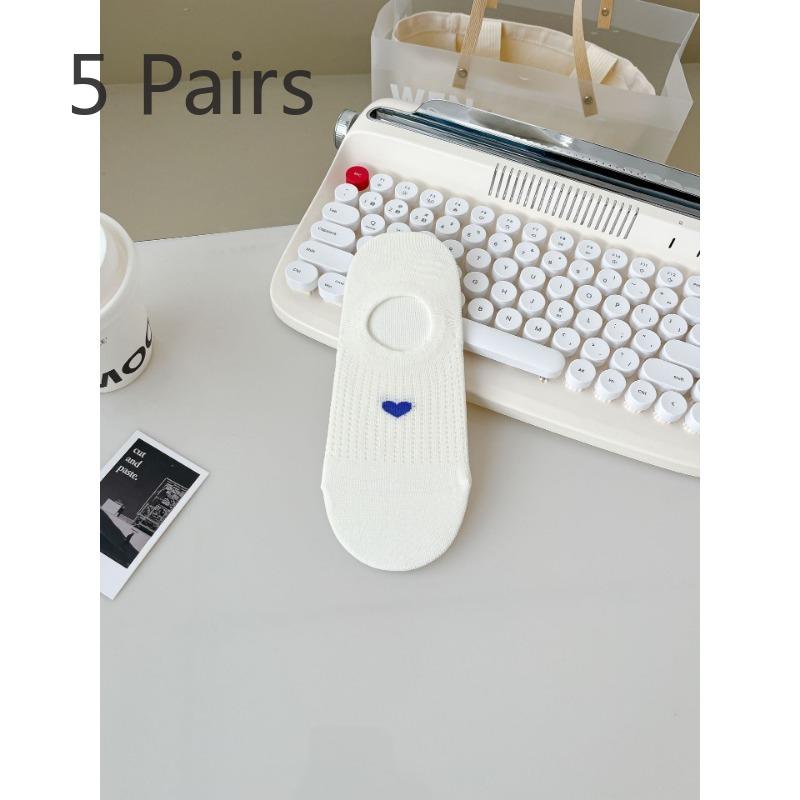 5 par damskich letnich, siateczkowych, chłonących pot i oddychających, niewidocznych skarpetek typu stopki, w kształcie serca