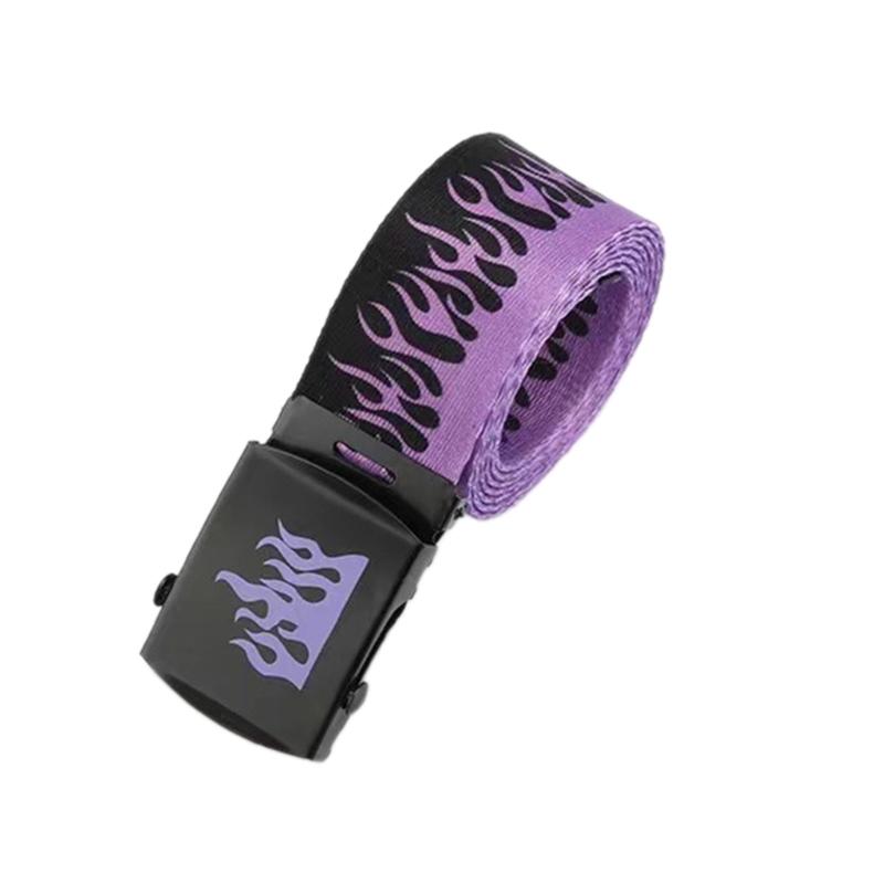

Тактический ремень с рисунком пламени, широкий пояс из нейлона, износостойкий ремень для подростков, мужской поясной ремень для пальто, джинсов, износостойкий фиолетовый
