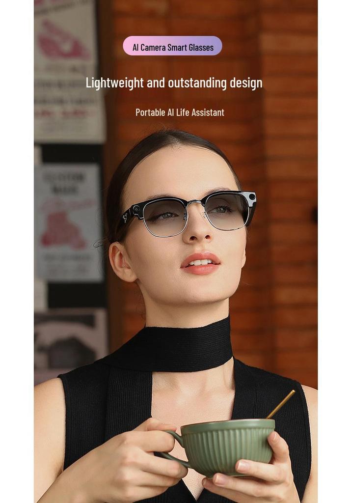 KI Intelligente Bluetooth-Brille: Multifunktional, Blaulichtfilter, mit Kamera, Navigation, Anrufen, Übersetzung und Sonnenbrille