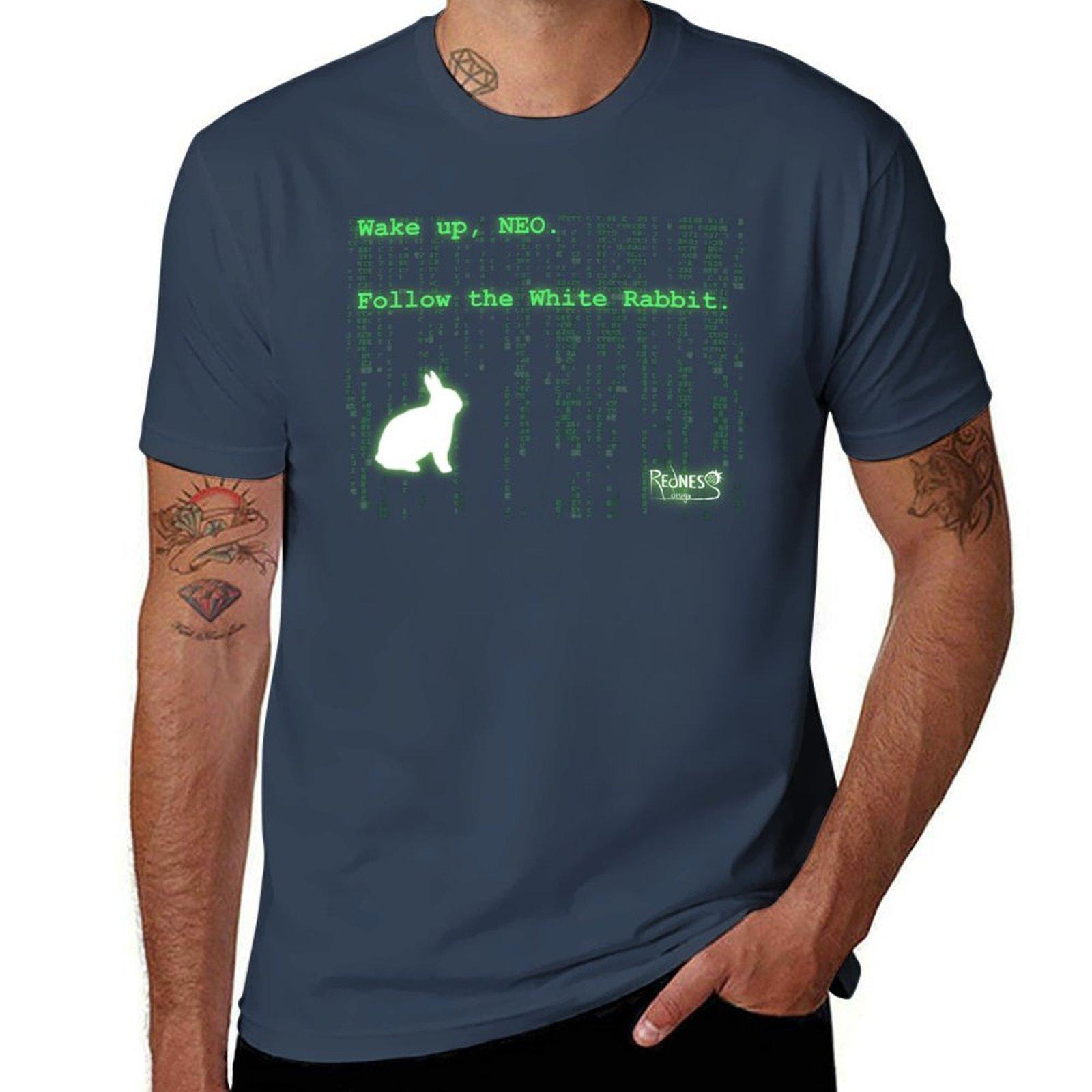 Wake Up Neo Follow The White Rabbit Tshirt Basic Daily Outfit Short Sleeve Tee S
