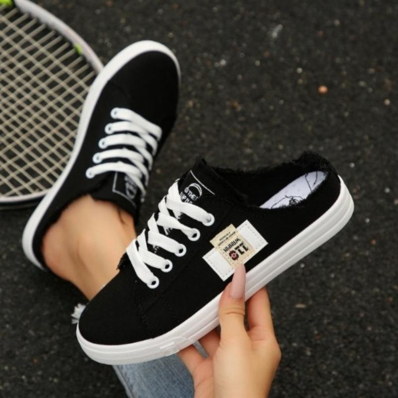 Fashion 2024 Spring Summer Women Canvas Sneaker Low Top Denim Sneakers Ladies Lace-Up Flat Canvas  Board Shoes Female sapatos femininos