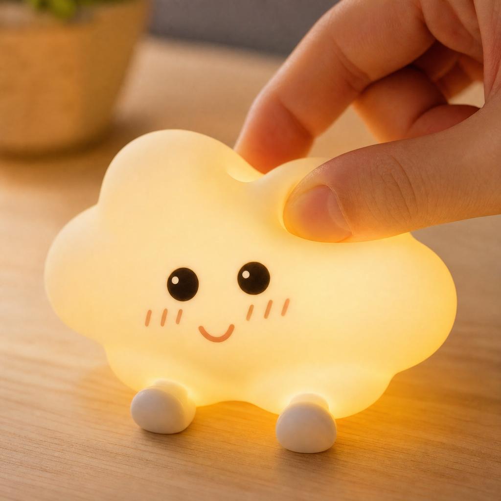 Silicone Magnetic Night Light with Star Moon Cloud Pattern, /Off Wall Lamp for Bedroom