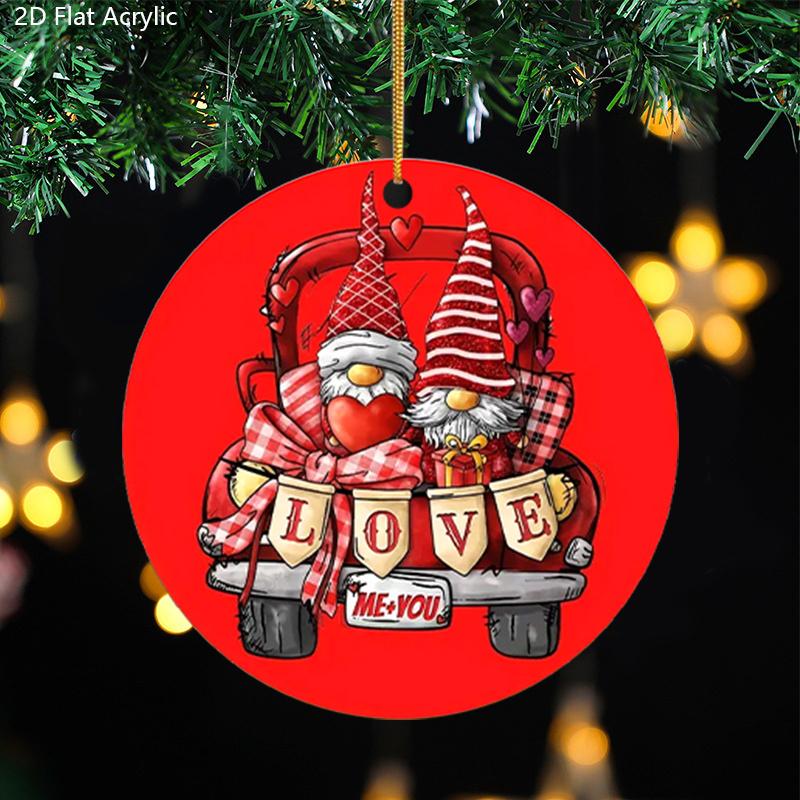 2D Flat "Love" Couple Gnomes Acrylic Decoration Sign, Bow, Love, Gift, Holiday Gift, Suitable for Wall Decoration, Porch, Room, Villa, Accents Home, H