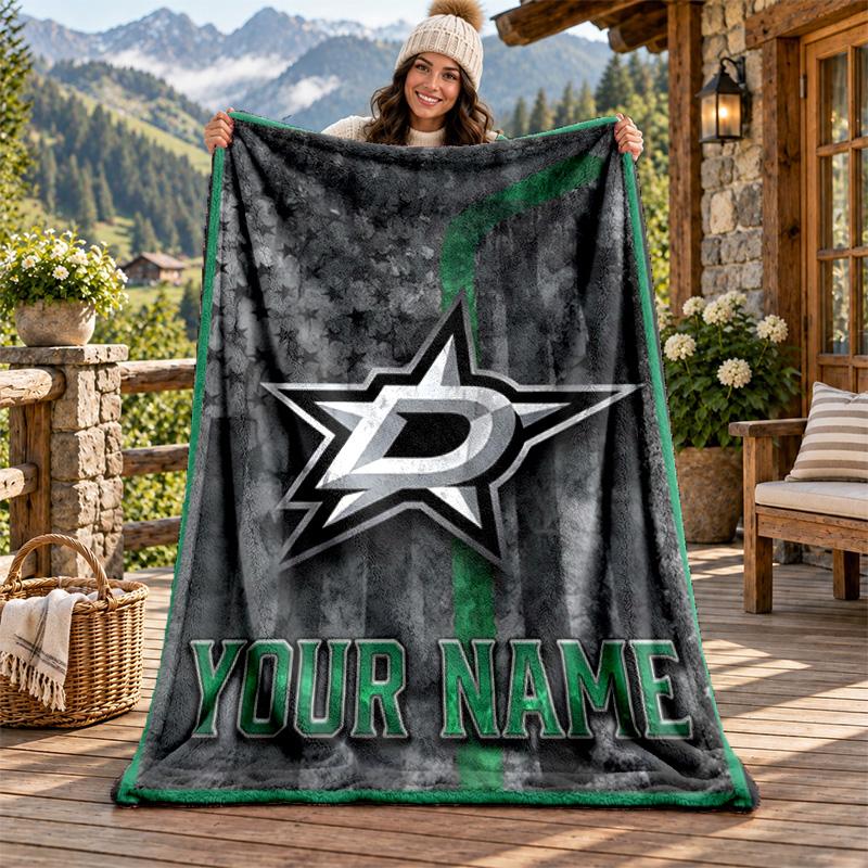 Dallas Stars Flanelová deka s vlastním jménem Personalizovaná měkká teplá plyšová přehozová deka Přizpůsobený dárek pro rodinu přátele