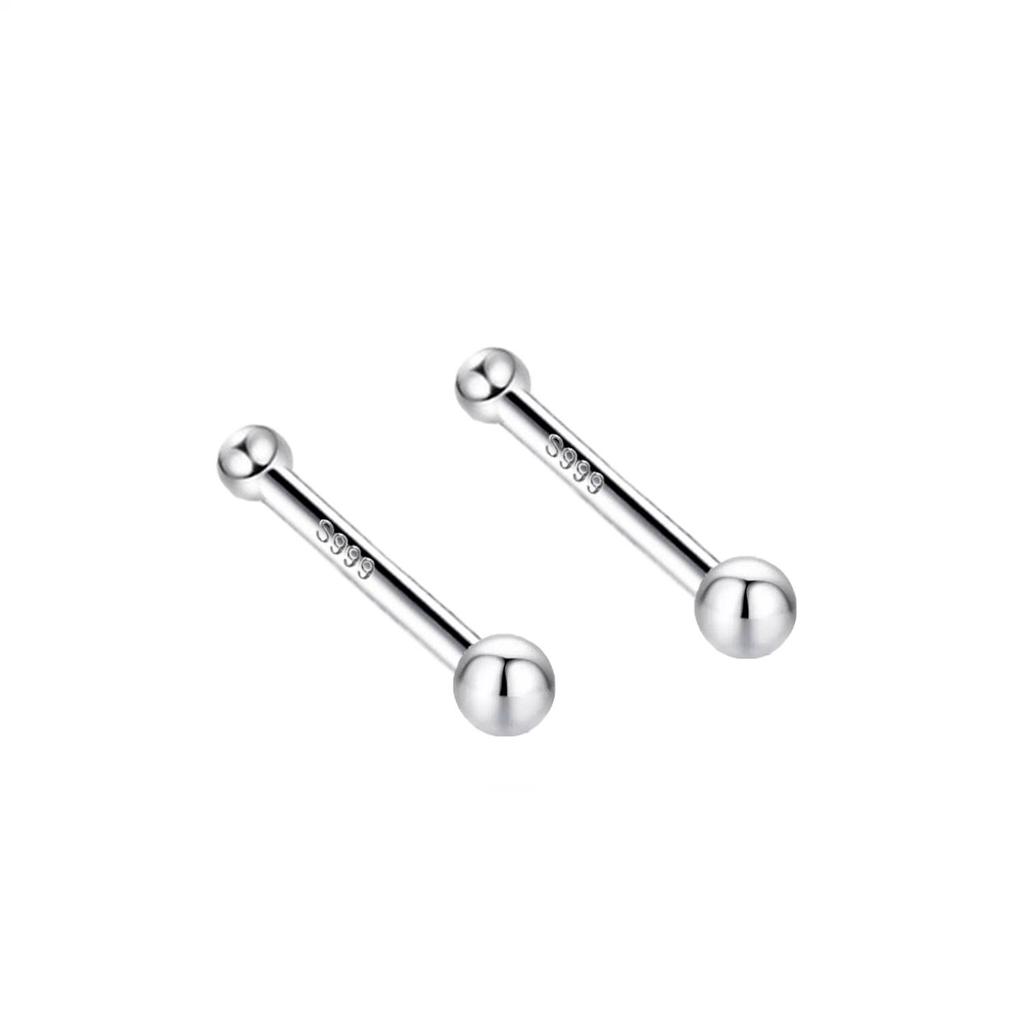 S999 Pure Silver Minimalist Women's Earrings – Small Bean Ear Bone Studs, Anti-Blocking Design for Commuting