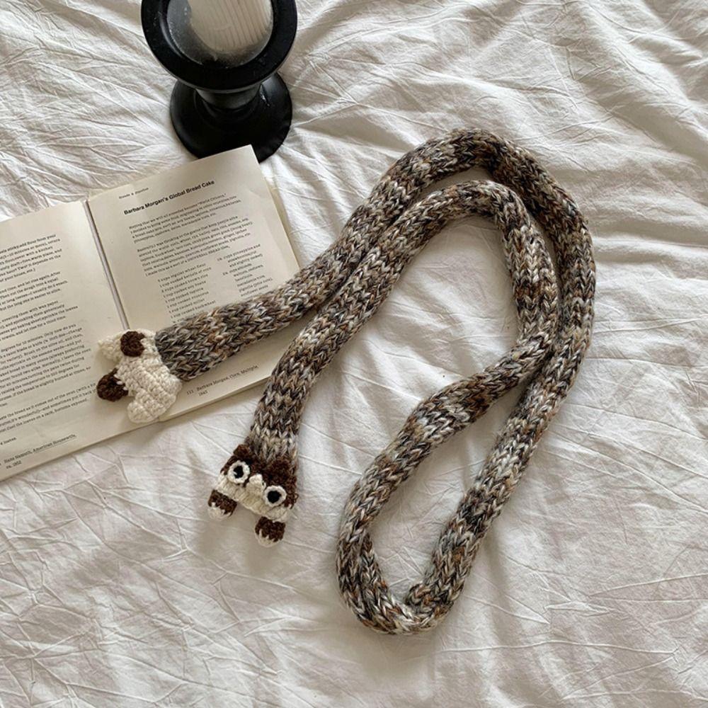 Animals Y2K Knitted Scarf Cartoon Squirrel Shawl Punk Long Narrow Scarves Outdoor