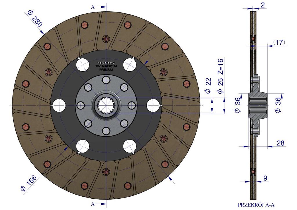 Clutch Disc of the Tractor Drive 1st Stage C-330M PREMIUM ORIGINAL URSUS