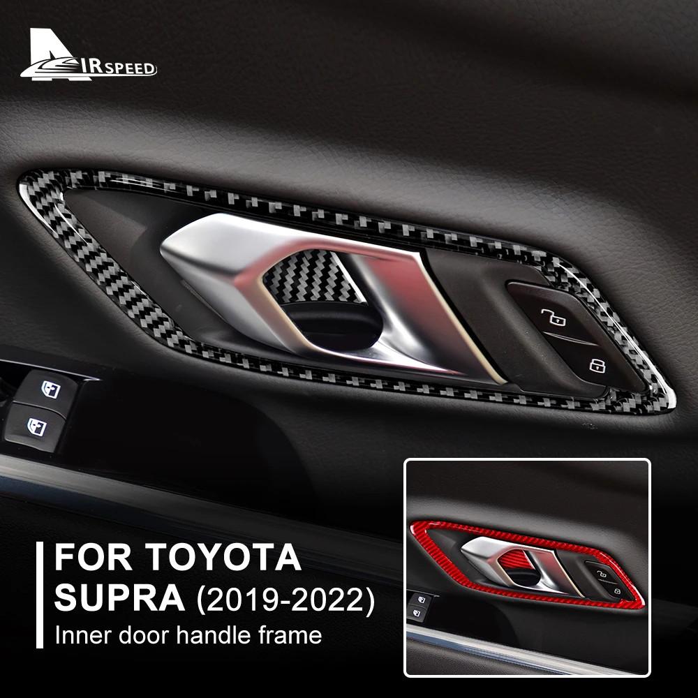 Real Soft Carbon Fiber Sticker For Toyota Supra GR A90 A91 MK5 2019 2020 2021 2022 2023 2024 2025 Car Interior Inner Door Handle