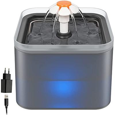 Cat Fountain Automatic Drinking Fountain for Cats and Dogs Ultra Quiet Water Fountain with Activated Carbon Filter and Water Pump 2 L Grey