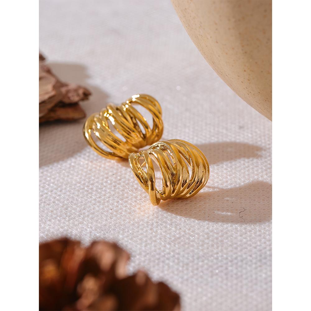 Yhpup Waterproof Stainless Steel Geometric Daily Fashion Earrings for Women Prevent Allergy 18K PVD Plated Jewelry High Quality