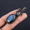 Labradorite Pendant, Handmade Gemstone 999 Copper Wire Wrapped Pendant Antique Jewelry, For Gift Silver Jewelry