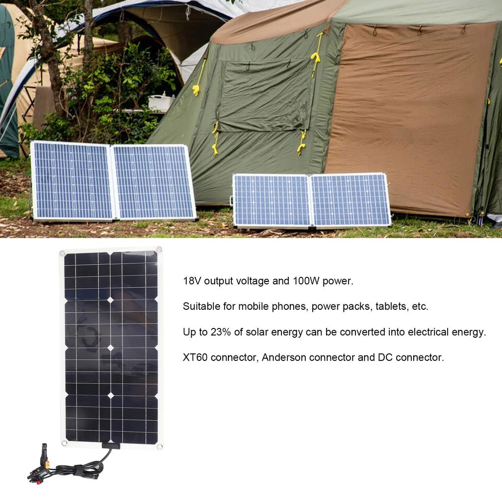 Outdoor Solar Panel Solar Panel Waterproof Battery Charge Board XT60  Connector 100W for Outdoor Solar Battery