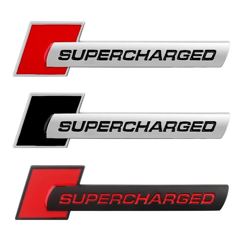 1Pc 3D Metal Letter Metal Supercharged Logo Badge Decal Car Sticker Q7 S Line A6A8D4 B8S6 C5 V6 Supercharged Logo Accessories