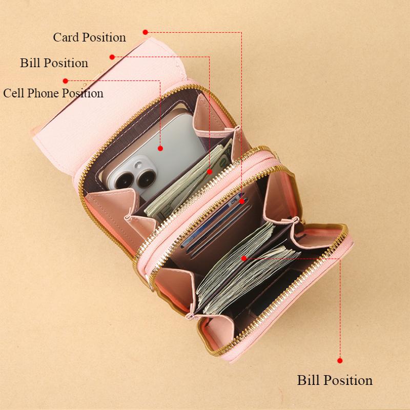 Femei moda Touch Screen Lock telefon mobil geantă femei telefon mobil card suport crossbody umăr geantă bani buzunare mici genți